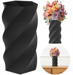 Virág Váza Törhetetlen Modern Spirális Hexagon Fekete (WAZ000001-B)