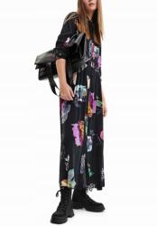 Desigual Fekete Ruha, Midi, színes mintával, Size XS, viszkóz, galléros (22WWVW74_2000)