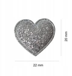  Szív szív kitűző hímzés Glitter ezüst 3d patch app 10PCS (HAFT002 Serce brokat srebro)