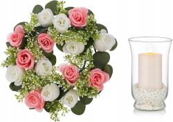  Üveg váza Gyertyatartó Virágkoszorúval Dekoráció Szett (B0C5XCNJRZ)