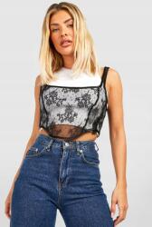 Boohoo Fekete Csipkés Felső (34) (GZZ27014-105)