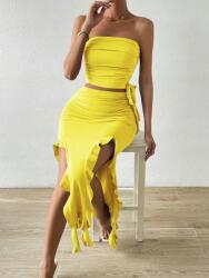 Shein Sárga Elasztikus Kivágású Szoknya 40 L__L