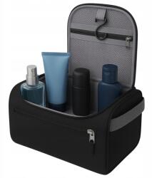 EdiBazzar Fekete akasztós kozmetikai táska, kihajtható, cipzáras zsebekkel (Kuferek kosmetyczka czarna uniwersalna)