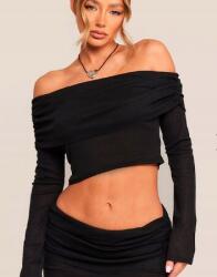 Prettylittlething Fekete Testhezálló Nyitott Vállú Felső Sima Kötött Prettylittlething 40