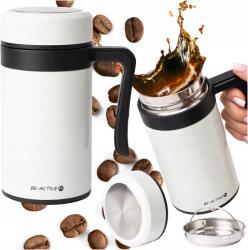Be-Active. pl Fehér termobögre, termosz, dupla falú, nagy méretű, 450 ml, kávéhoz, teához