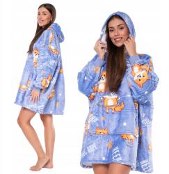  Kocpulóver 2 az 1-ben Oversize Kapucnis Vastag Sherpa Lila Kutyás Mintával (KC00017)