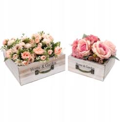 Luk Fából készült dekoratív fiókos erkély ajándékdoboz virágokkal 2db (SQ70001-1-2)