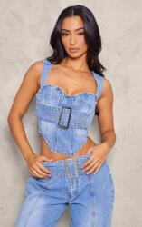 Prettylittlething CC26104 Petite Prettylittlething Fűzős Farmer Felső (31) S