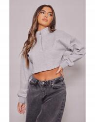 Prettylittlething Szürke Rövid Cipzáras Pulóver (XL) (563505)