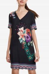 Desigual Fekete Ruha V Neck, Size 38, V-nyakkivágás, rövid ujjú (593247)