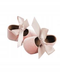  Elegáns velúr babacipő szatén masnival rózsaszín 0-6 hónap (249)