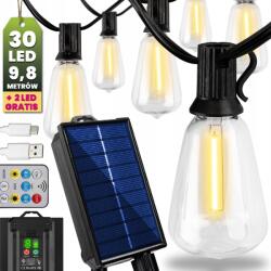 Lumileds Napelemes kerti fényfüzér 10M 30LED Izzó Távirányító Vízálló (5904422794699)