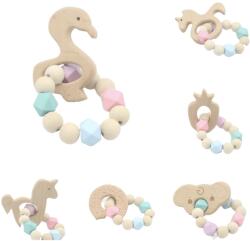 Smart Baby Дървена гризалка с гривничка Smart Baby - Многоцветна, асортимент (ACT139)