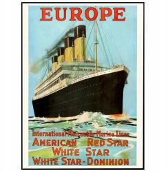  Vintage Transzatlanti poszter Európa Hajó A3 (Plakaty na ścianę Podróże travel A3)