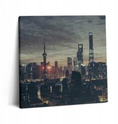 Wallfluent Fotótapéta Étkezőbe Vállra Panoráma Shanghai Éjszaka 60x60 cm (010030010270000276832)