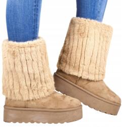 Evento Hótaposó Bakancs Meleg Platform Cipő Bézs Magasszárú Bakancs Divatos 39-ES (8021 BEŻOWE)