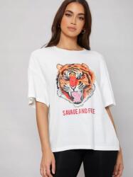 Shein Póló Fehér Elasztikus Basic 38 M Eda