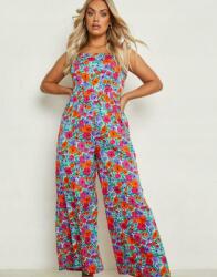 Boohoo Színes Hosszú Overál Széles Szárú Boho Stílus Virág Mintás Boohoo 46