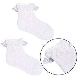 YOCLUB Fehér áttört pamut zokni csipkével 31/34 1 pár (SKL-0006)