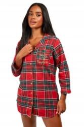 Boohoo Karácsonyi Pizsama Blúz Piros Kockás Hímzéssel Arany 34 Xs__xs