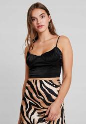 Prettylittlething Tiger Mist Fekete Crop Top Szatén L