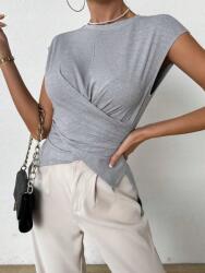 Shein LC42206 Shein Szürke Fodros Ujjatlan Felső (40) M