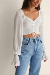 NA-KD Fehér Hosszú Ujjú Fodros Felső Húzózsinór Na-kd 36