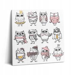 Wallfluent Vászonkép Canvas Előszoba Falra Vintage Poszter Baglyokkal (010030010270000075176)