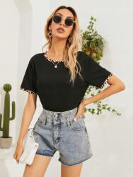 Shein Blúz Póló Fekete Leopárdmintás Laza Pamut 38 M__M