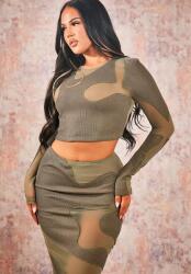 Prettylittlething Khaki Hosszú Ujjú Felső (32) (564166)