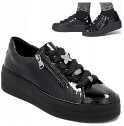 Remonte Női Bőr Félcipő 38 Kényelmes Platformos Sneaker Remonte Fekete (Remonte D1C09-00)