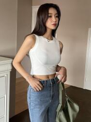 Dazy KC25309 Dazy Fehér Csíkos Ujjatlan Felső Varrás S