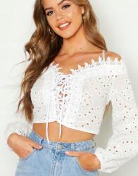 Boohoo EC36215 Boohoo Hímzett Crop Top Nyitott Váll (29) L
