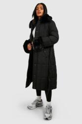 Boohoo KU5106 Boohoo Pehelykabát Szőrme Öv M