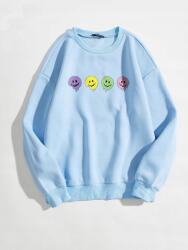 Shein TW15604 Shein Kék Nyomott Mintás Pulóver