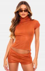 Prettylittlething Réz Kötött Rövid Ujjú Garbó Prettylittlething M