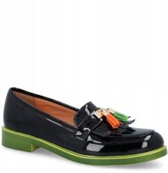 TYMOTEO Bőr papucs kontrasztos talppal Tymoteo A1002 Bézs 39 (TYMOTEO A1002 CZARNY+Z)