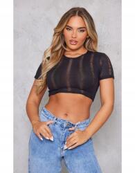 Prettylittlething Fekete Áttört Felső (34) (564294)