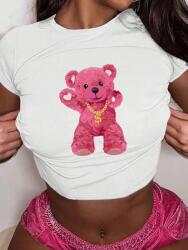 Shein Póló Fehér Macis Rövid Ujjú 34 Xs__xs