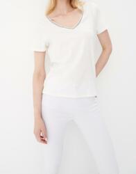 Reserved LC34126 fehér pamut póló, Size S, díszített nyakkivágás