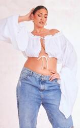 Prettylittlething Fehér Kötött Rövid Felső Hosszú Ujjú Kollekció Plusz Prettylittlething 44