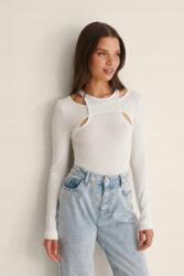 NA-KD Fehér Kivágású Felső Sima Hosszú Ujjú Klasszikus Na-kd Xxs