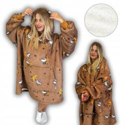 Comfy Moment Takaró pulóver Kocobluza Kávé kiflivel - vastag bolyhos sherpa oversize (Kocobluza #COFFE'N CROISSANT)