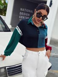 Shein KC51203 Shein Rövid Pulóver Gallérral És Gombokkal M