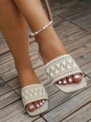 Shein IC34105 Shein Lapos Hímzett Anyagú Flip-flop Papucs (39) 41 (sx2302218959930097)