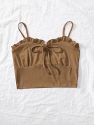 Shein KC72311 Shein Barna Crop Top Vállpántos Megkötős 44-ES