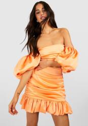 Boohoo Barackszínű Szatén Mini Szoknya (42) (GZZ40645-153)