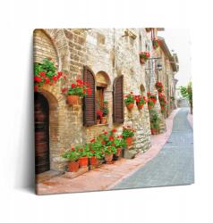 Wallfluent Vászonkép Fa Kerettel Stúdióhoz Festői Utca Virágokkal (010030010270000039117)