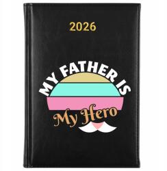 FunnyCase Könyvnaptár 2026 My Father Is My Hero Fekete Ajándék Tervező (Kalendarz Czarny MY FATHER IS MY HERO)