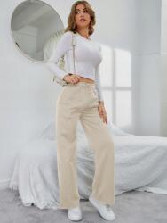 Shein Egyenes Szárú Melegítőnadrág, Size S, bézs, 95% poliészter